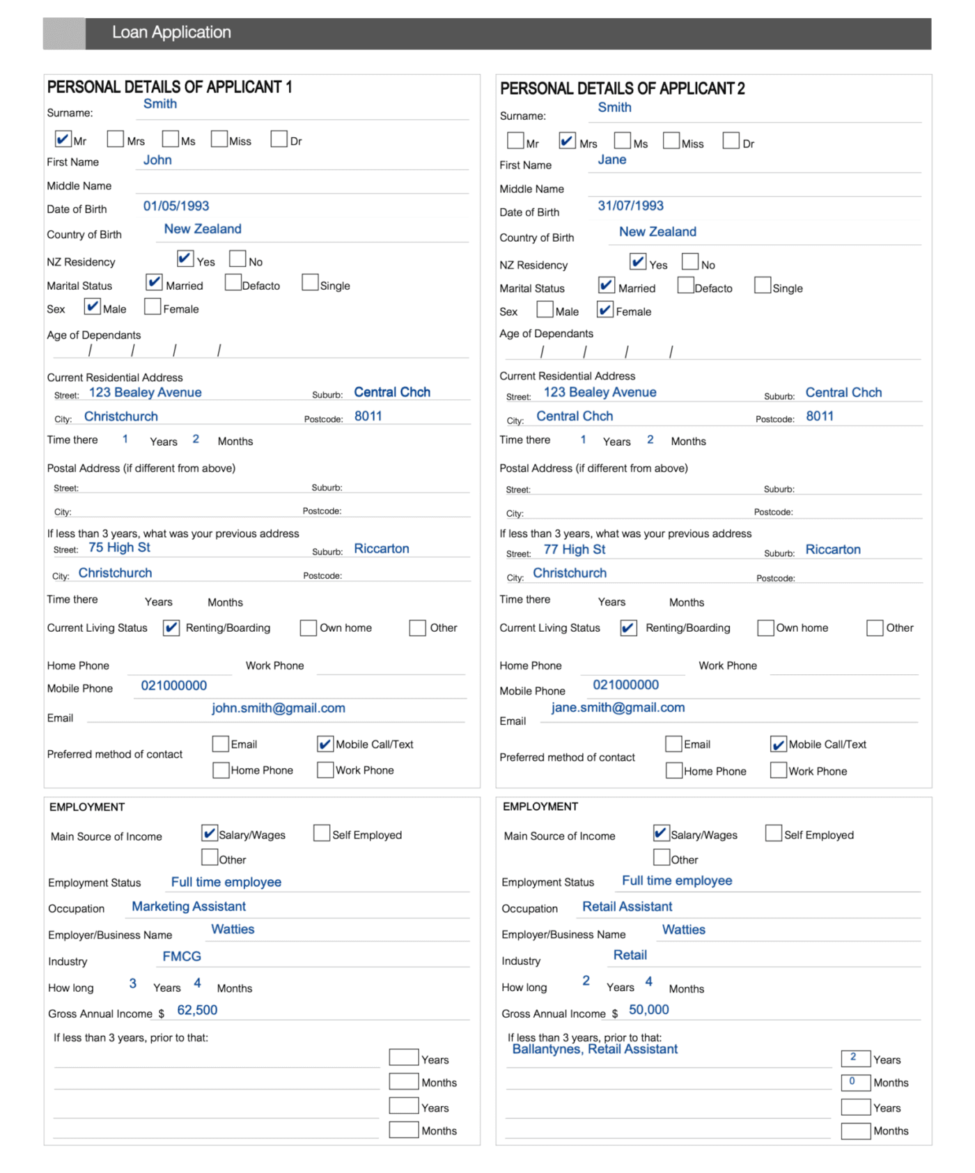 Mortgage Application Example Page 1 Personal Details